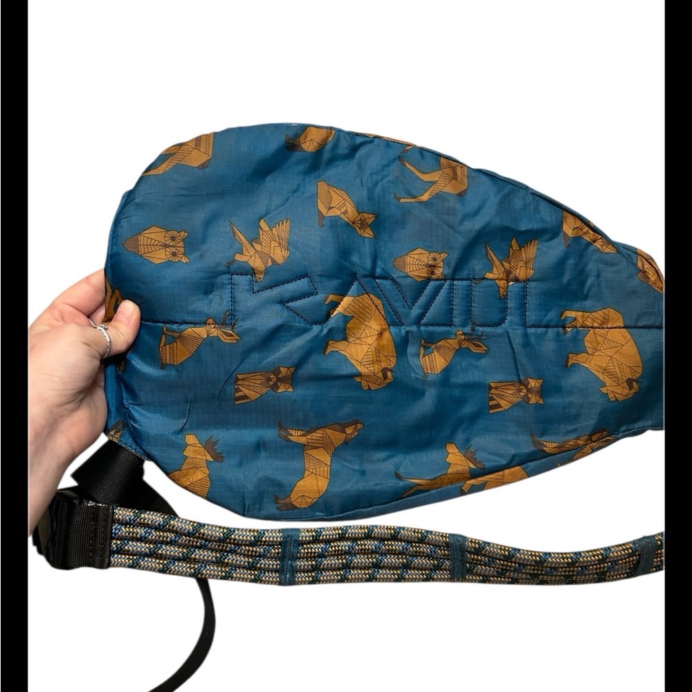 KAVU Sling Rope Bag Teal Rare Retired Great Plains Crossbody Backpack Outdoor - Picture 5 of 5